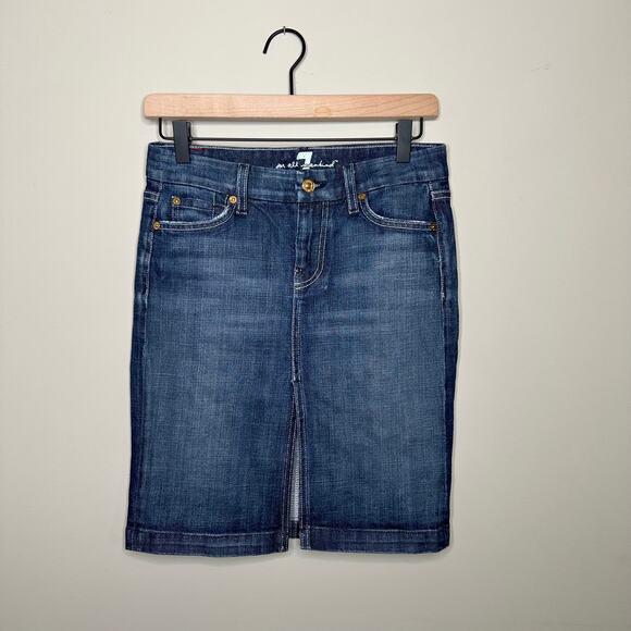 7 For All Mankind Blue Denim Skirt - Picture 1 of 5